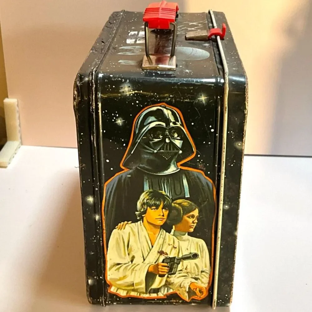 1977 Star Wars Lunch Box Darth Vader Princess Leah Luke Skywalker with thermos